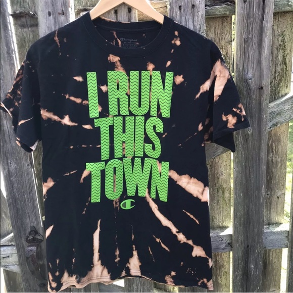 Custom Champion Bleached Tie Dye T Shirt Medium M - Picture 3 of 5